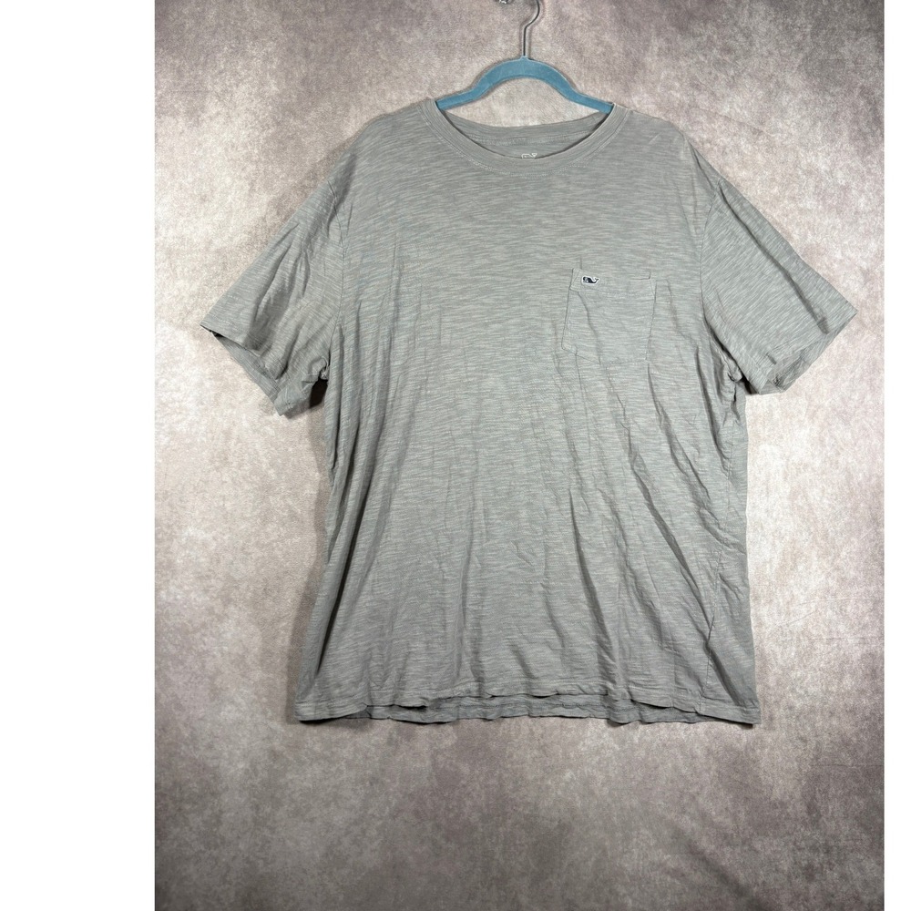 Vineyard Vines T-Shirt Mens XL Gray Slub Cotton Pocket Tee Preppy Casual Logo